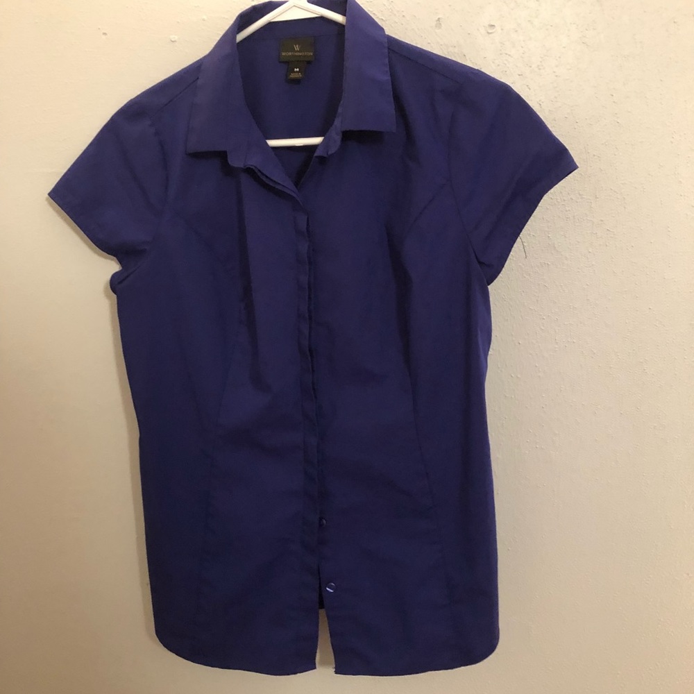 Blue button down short sleeve shirt